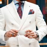 Suit Jacket  Blazer  Coat  White Double Breasted Blazer Men Slim Fit Single One Piece  