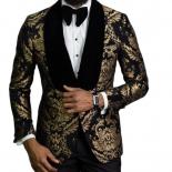 2 peça preto floral jacquard baile de formatura ternos masculinos ajuste fino com veludo xale lapela casamento noivo smoking rou