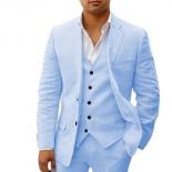Mens Linen Summer Casual Jacket  Linen Jacket Suit 3 Pieces  3 Piece Summer Men  