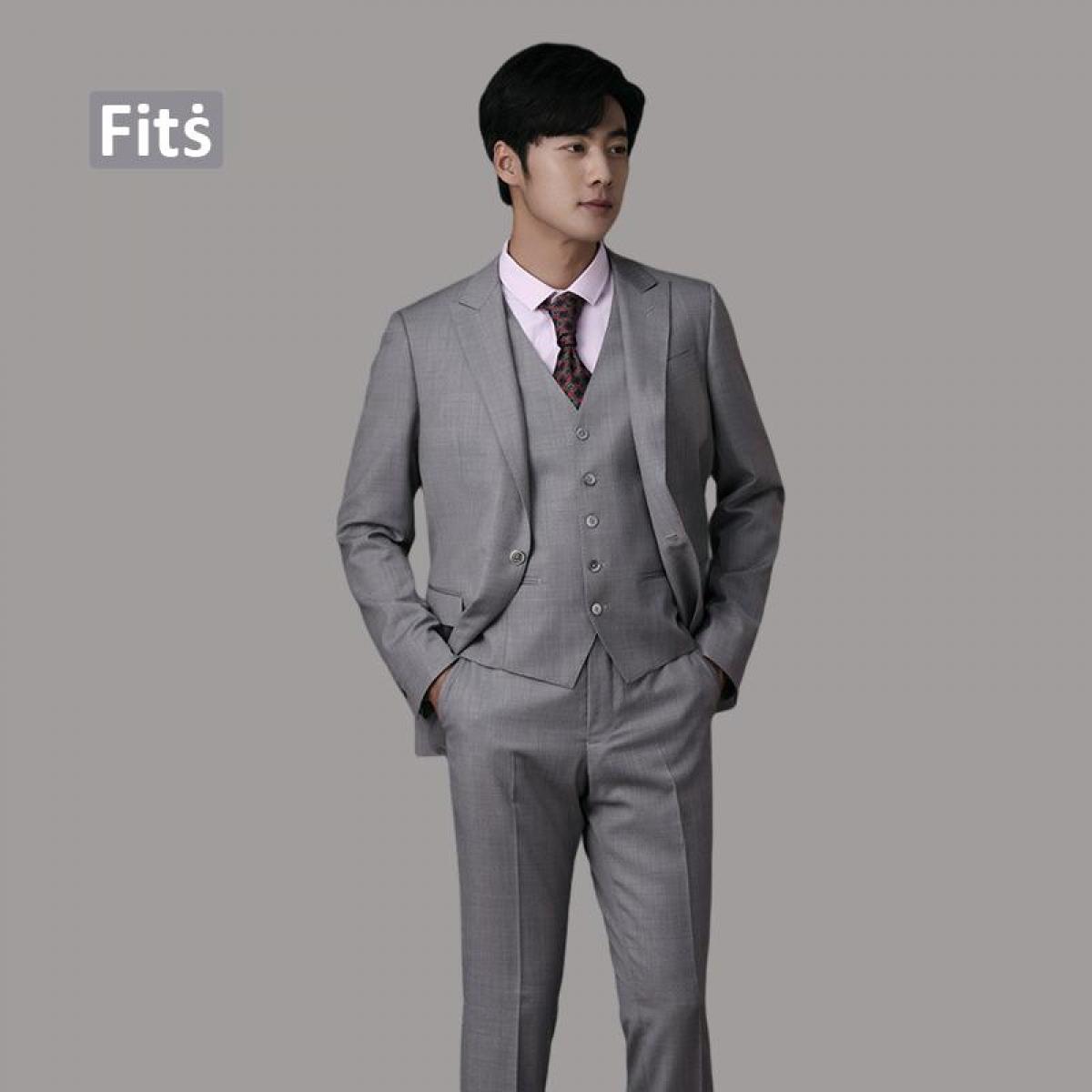 (Tamaño personalizado) Traje gris claro de piel de tiburón premium: ropa formal para hombre elegante y sofisticada con lana y me