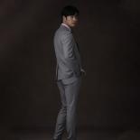 (customized Size) Premium Sharkskin Light Gray Suit: Stylish And Sophisticated Men's Formal Wear With Wool And Halflinen