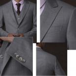 (Tamaño personalizado) Traje gris claro de piel de tiburón premium: ropa formal para hombre elegante y sofisticada con lana y me