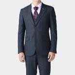 (customized Size) Navy Blue Subtle Plaid Threepiece Suits For Men Original Design For Formal Occasions,weddings Elegant 