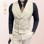 Mens Lapel Double Breasted Vest Or Suit Pants Or 2pcs Set (pants And Vest)   Groomsmen Attire, Men Suit Costume Mariage 