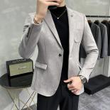 2023 New  Style Faux Suede Leisure Suit For Men With Faux Fur Trim And Soft Touch Fabric Asia Size M 4xl Suit Jacket Bla