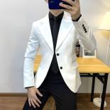 Men Jacket High Quality Gentleman Men Slim Casual White Suit Large Size Brands Men's Business Casual Flow Of Pure Color 