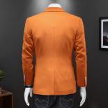 Four Seasons 2023 New Arrival Orange Blazers For Men Slim Fit Groom Wedding Suit Jacket Classic Mens Blazers Casual Size