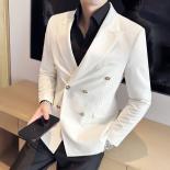 Spring Business Casual Suit Blazer Coat Uniform Men Streetwear Suit Jacket Outerwear Clothing Men Double Breasted Blazer