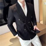 Spring Business Casual Suit Blazer Coat Uniform Men Streetwear Suit Jacket Outerwear Clothing Men Double Breasted Blazer