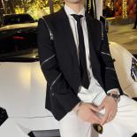 Men Spring High Quality Business Suit Men's Zipper Design Slim Fit Hip Hop Style Casual Tuxedo Man Fashion Blazers Jacke