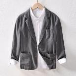 Stylish Retro Linen Blazer For Men: Casual Business Formal Wear, Youthful And Loose Suit Jacket 70% Linen, 30% Cotton 4 