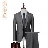 Genuine Men's Gray Business Casual Suit,two Piece/three Piece Suit For Formal Occasions,premium Quality Black Suits ,siz