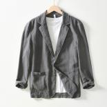 Eu Us Size 4xl, Men's Casual Business Linen Cotton Suit Jacket, Loose Fit Fashionable Solid Color Singlelayer Blazer  Bl