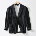 Eu Us Size 4xl, Men's Casual Business Linen Cotton Suit Jacket, Loose Fit Fashionable Solid Color Singlelayer Blazer  Bl