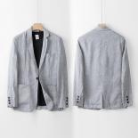 Men's British Style Linen Suit Jacket   Casual, Loose Fit Blazer In Natural Linen With 4 Color Options