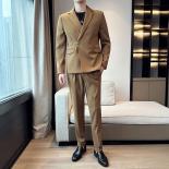 British Slim Fitting Suit Two Piece Suit Men's Suit  Casual Diagonal Button Suit Men Clothing  Mens Suits