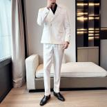 British Slim Fitting Suit Two Piece Suit Men's Suit  Casual Diagonal Button Suit Men Clothing  Mens Suits