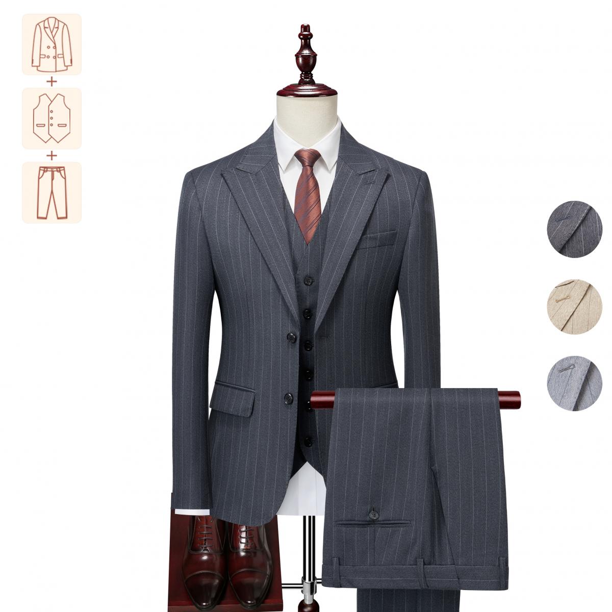 Fitṡ Luxury Genuine Groom Wedding Dress Blazer Suits For Business,classic Fit Vest Trousers,fits Athletic With Broad S