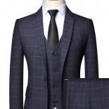 2023 New Business Casual Plaid 3piece Men's Suit (jacket, Pants, Vest)  Ideal For Groomsmen, Weddings, And Special Occas
