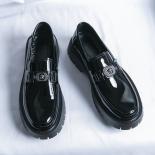 New Black Loafers For Men Patent Leather  Round Toe  Slip On Wedding Formal Men's Shoes Business Size 38 45