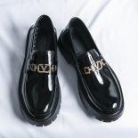 New Black Loafers For Men Patent Leather  Round Toe  Slip On Wedding Formal Men's Shoes Business Size 38 45