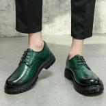 New Green Derby Shoes For Men Round Toe Lace Up Black Brown Fashion Men Dress Shoes Free Shipping Size 38 44