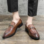 New Black Loafers Shoe Men Round Toe Slip On Brown Men Dress Shoes Breathable Business Formal Shoes Classic Men Shoes