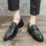New Black Loafers Shoe Men Round Toe Slip On Brown Men Dress Shoes Breathable Business Formal Shoes Classic Men Shoes