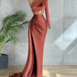 Brown Mermaid Beaded One Shoulder Evening Dresses High Side Split Prom Dress Custom Made 2023 Robes De Soirée  Evening 