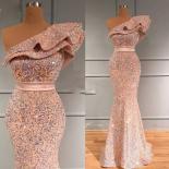 Mermaid Evening Dresses Long 2023 Women Luxury One Shoulder Sparkly Prom Gowns Sleeveless Pink Simple Party Dress Robe D