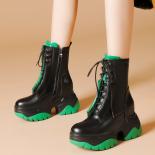 Botas Chelsea de plataforma gruesa de colores mezclados a la moda de diseñador, botas de media pantorrilla, calzado informal par