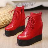 Ankle Boots Women Platform Red  Red Ankle Boots Platform Heel  Boots Women Red Wedge  Women's Boots  