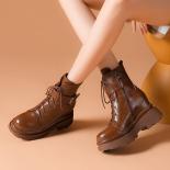 Genuine Leather Ankle Boots Women  Spring Genuine Leather Ankle Boots  Retro  