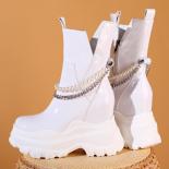 موضة جديدة حذاء من الجلد كعب عالي مكتنز براءات الاختراع والجلود النساء منصة أسود أبيض الشرير القوطية نموذج أحذية السيدات E000