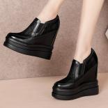 Large Size Summer Mesh Lace Ankle Boots Black White Women Closed Round Toe Thick Sole Shoes Casual Wedges High Heels E00
