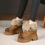 Botas de nieve cómodas de lana para exteriores para mujer, botas de nieve cálidas para mantener el calor, tacones cuadrados de c
