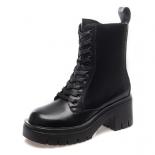 British Style Womens Fashion Party Nightclub  High Heels Boots Black Genuine Leather Shoes Tide Platform Boot Short Bota