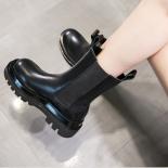 England Style Womens Leisure Genuine Leather Boots Black Platform Shoes Punk Nightclub Motorcycle Boot Ladies Short Bota