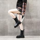 England Style Womens Leisure Genuine Leather Boots Black Platform Shoes Punk Nightclub Motorcycle Boot Ladies Short Bota