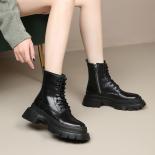 Botas de moto de estilo británico para mujer, zapatos de diseñador de marca negra, botas de plataforma de vaquero, Ank de cuero 