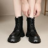 Botas de moto de estilo británico para mujer, zapatos de diseñador de marca negra, botas de plataforma de vaquero, Ank de cuero 
