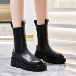 British Fashion Women Boots Street Style Natural Leather Shoes Autumn Winter Lovely Chelsea Boot Ladies Platform Botas D