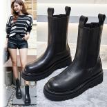 British Fashion Women Boots Street Style Natural Leather Shoes Autumn Winter Lovely Chelsea Boot Ladies Platform Botas D