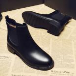 Women Casual Business Office Formal Dress Chelsea Boots Black Tide Genuine Leather Shoes Ladies Autumn Winter Boot Ankle