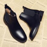 Women Casual Business Office Formal Dress Chelsea Boots Black Tide Genuine Leather Shoes Ladies Autumn Winter Boot Ankle