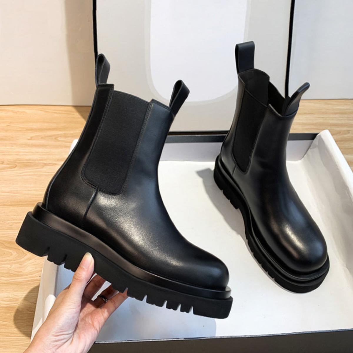 Womens Leisure Party Nightclub Dress Platform Boots Breathable Soft Leather Shoes Ladies Chelsea Boot Locomotive Ankle B