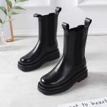Famous Brand Women's Fashion Party Nightclub Dress Platform Boots Ladies Cow Leather Shoes Sweet Chelsea Boot Short Bota
