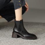 Women's Fashion Chelsea Boots Black Brown Original Leather Shoes High Heels Autumn Winter Boot Business Office Dress Ank
