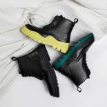 Men's Genuine Leather Martins Boots Retro Chelsea Boots Colorful Chunky Heel Motorcycle Boots Vintage Man Lace Up Ankle 