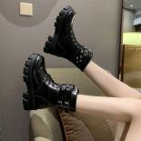Martin Boots For Women Short Boots British Style Popular New Casual Motorcycle Boots Buckled Leather Short Boots